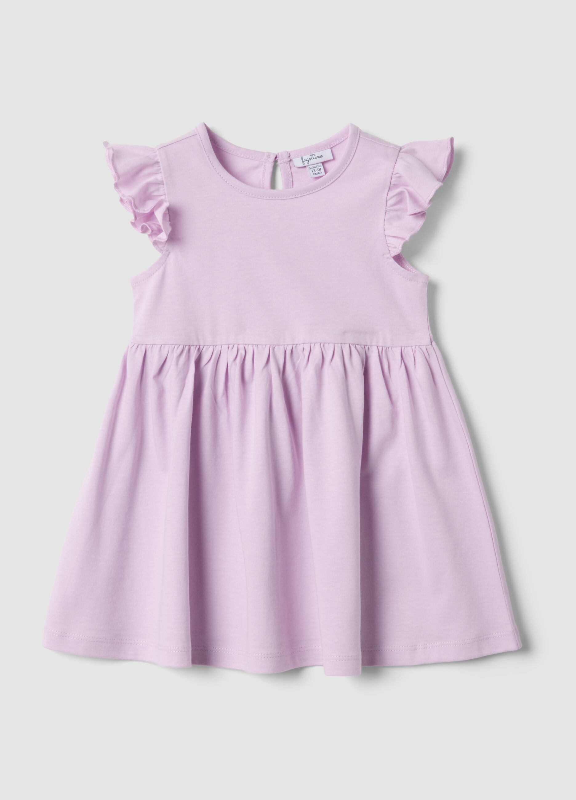 Girls&rsquo; pure cotton pink dress, regular fit with ruffles
