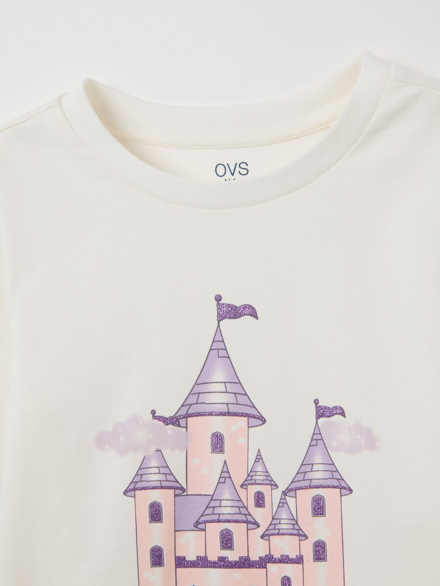 T-shirt da bambina in puro cotone bianca regular fit con stampa_2