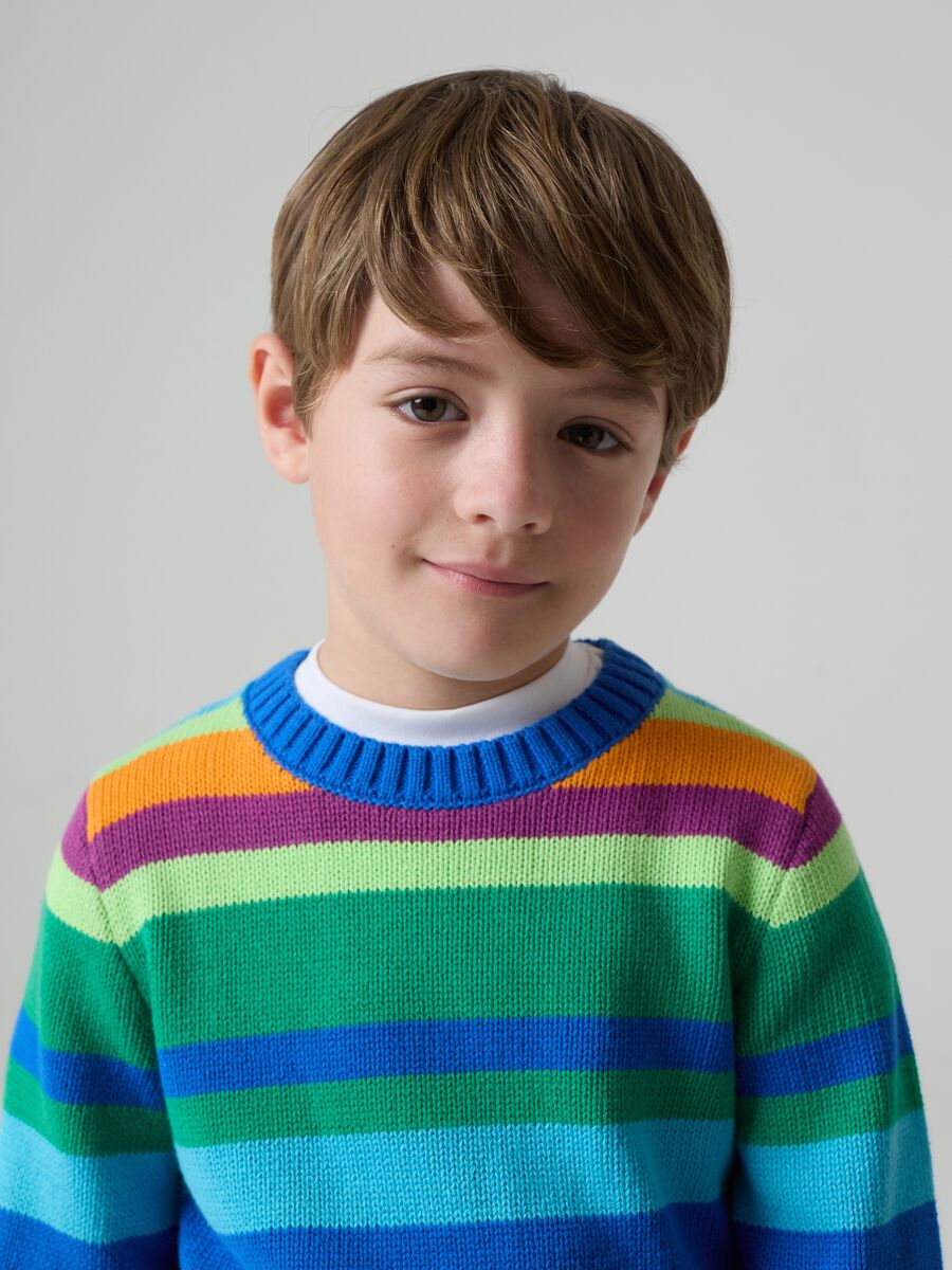 Cotton pullover with striped pattern_1
