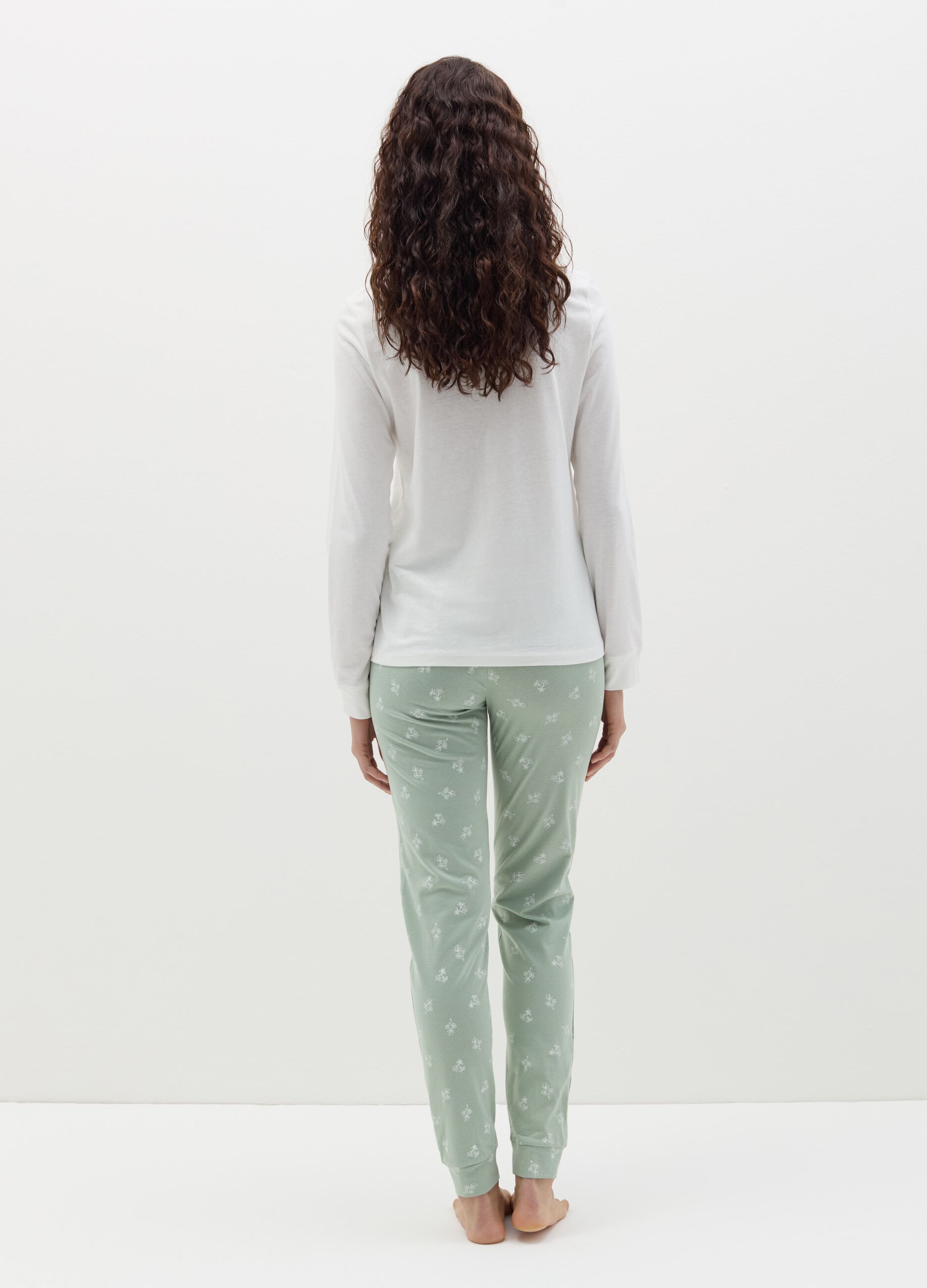 Cotton pyjamas with bouclé lettering