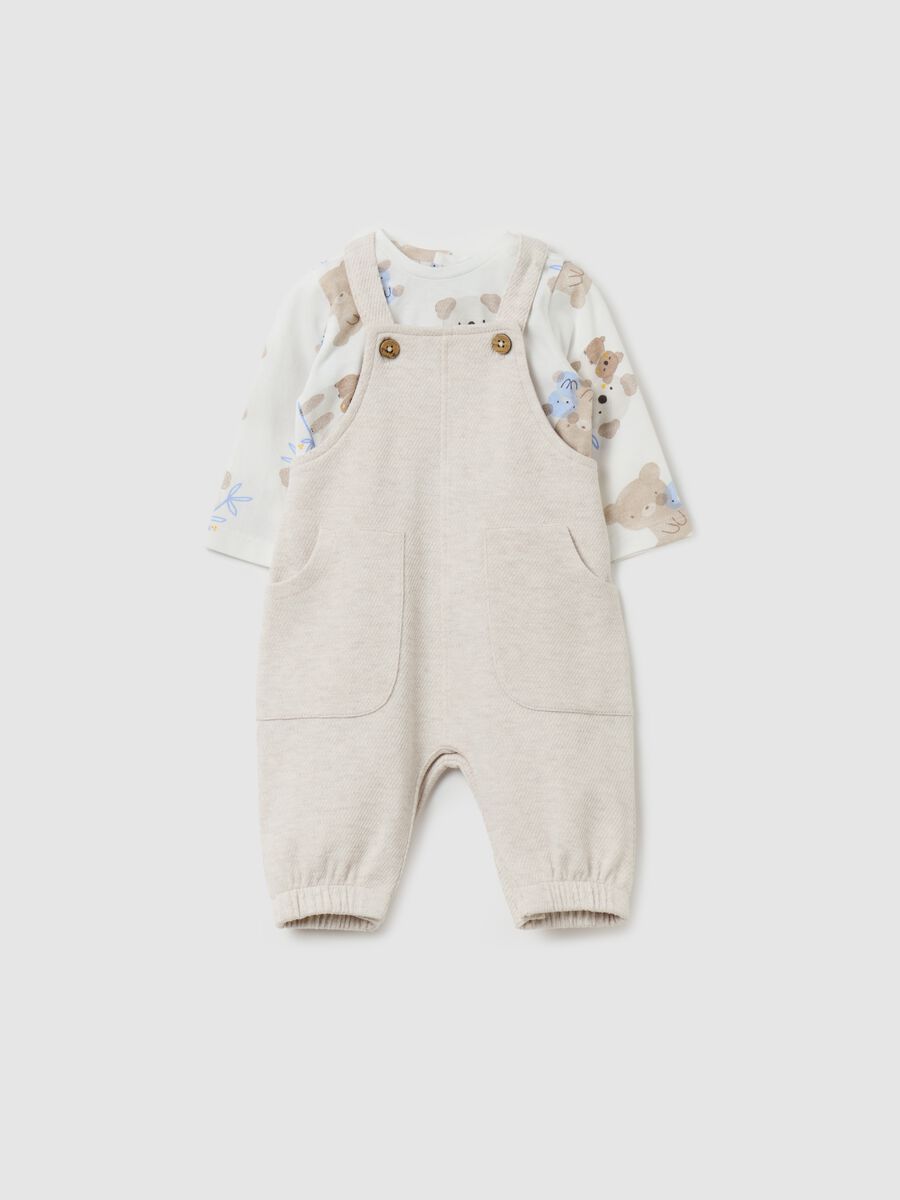 Dungarees and T-shirt with print set_0