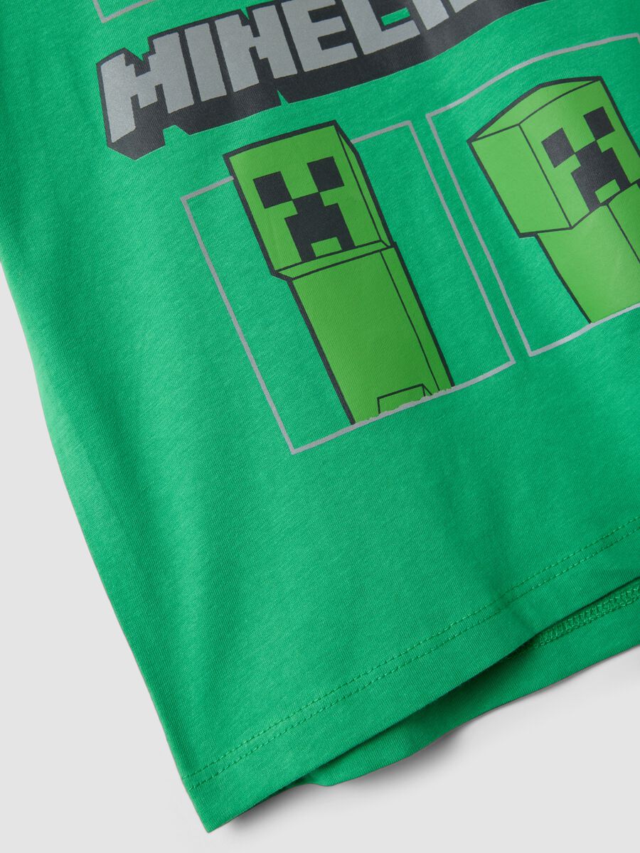 T-shirt verde in puro cotone da bambino con stampe Minecraft_3