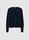 Regular Fit Blue Crew Neck Pure Cashmere Sweater_4