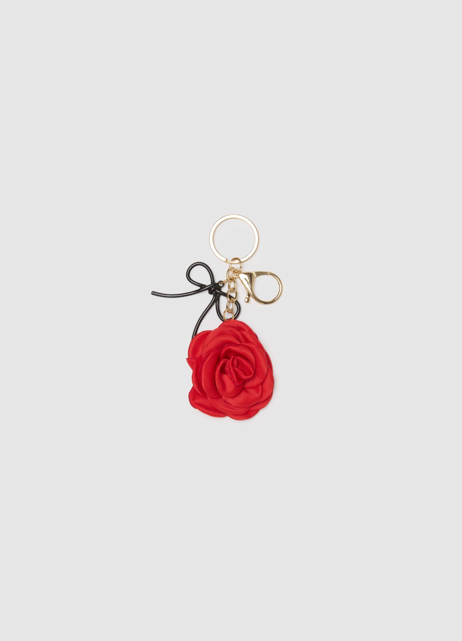 Multicolor steel keychain with flower