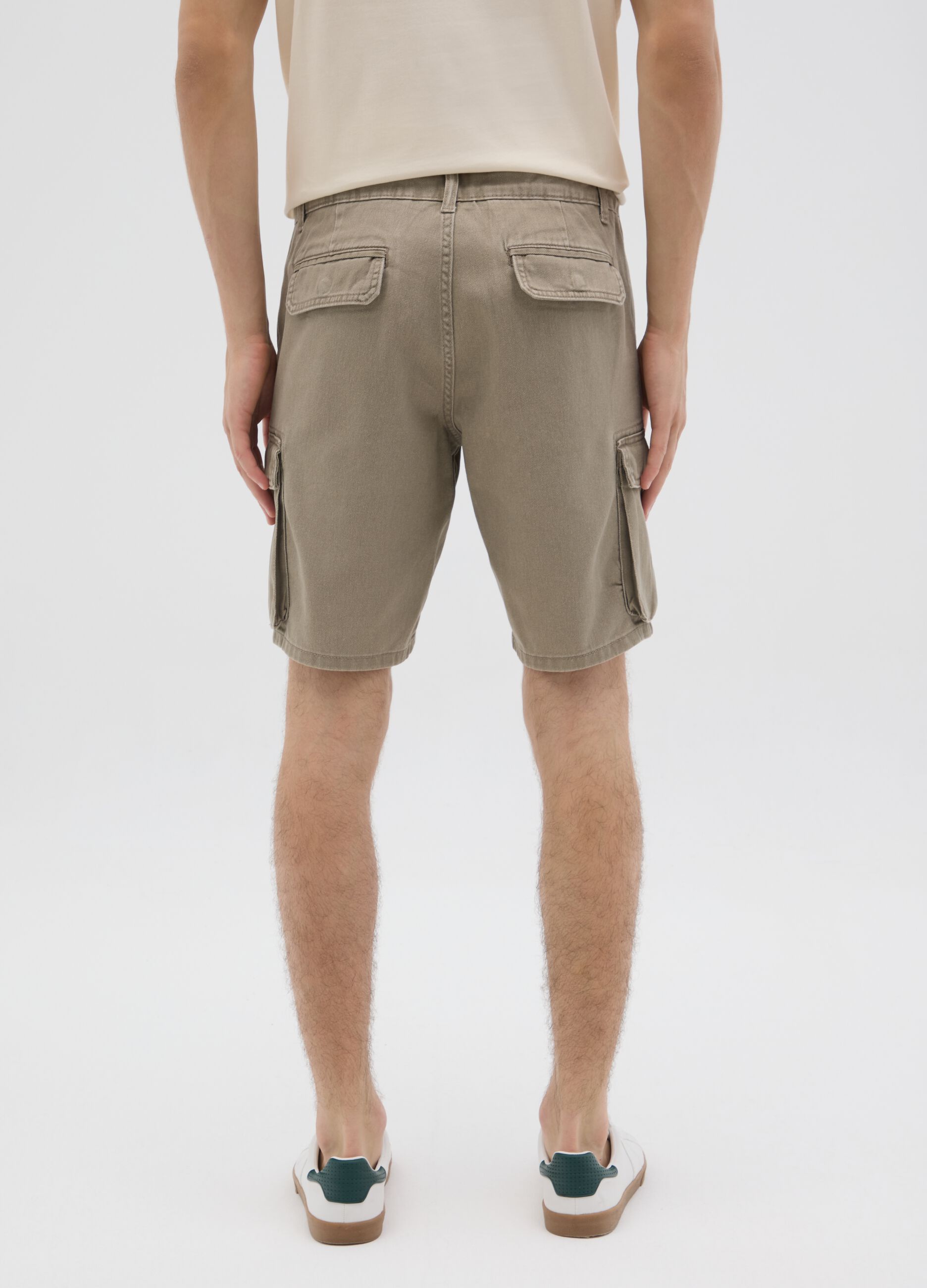 Men's Regular Fit Beige Cotton Shorts