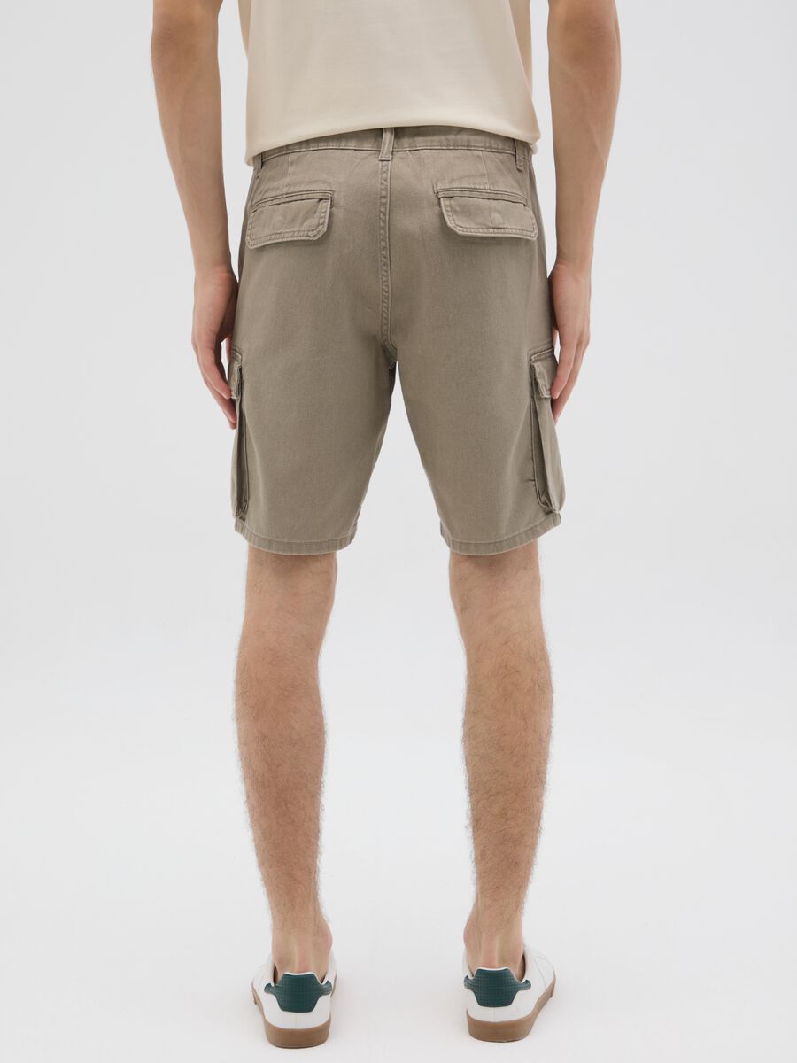 Men's Regular Fit Beige Cotton Shorts_3