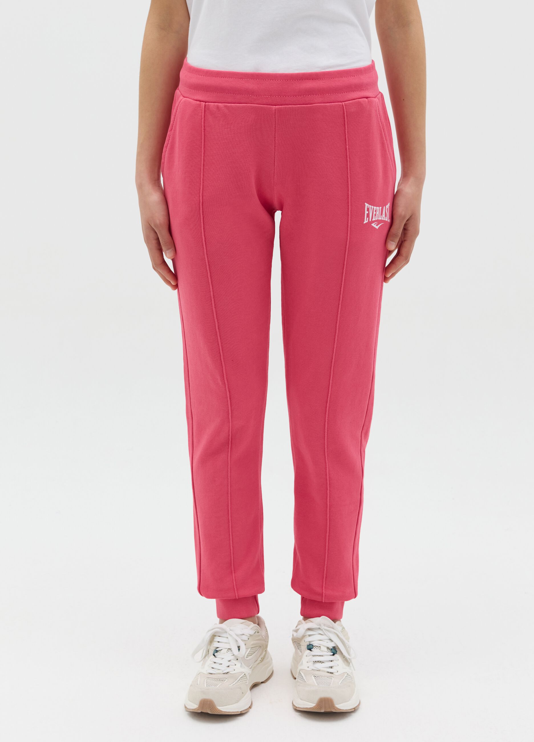 Fuchsia joggers with elasticated edging and logo print