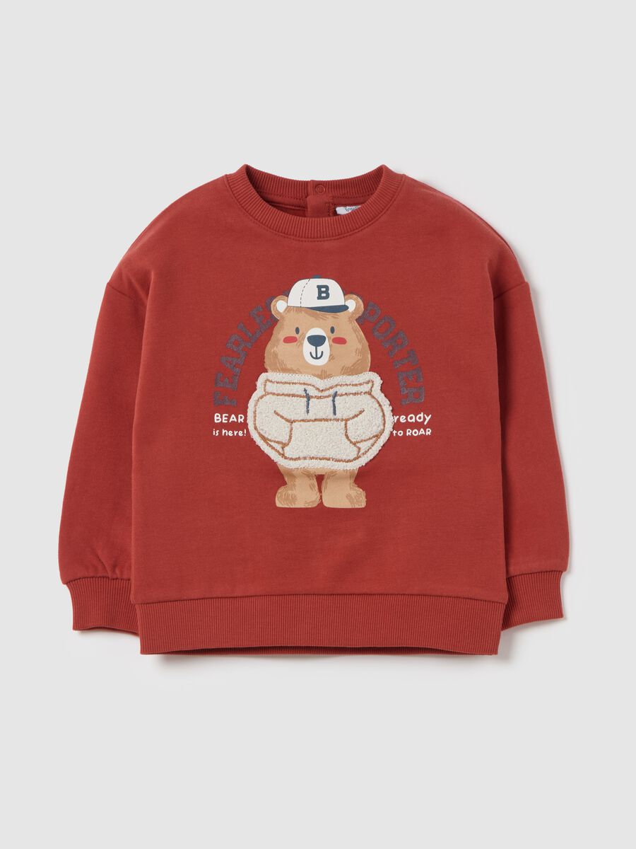 Organic cotton sweatshirt with teddy bear print_0