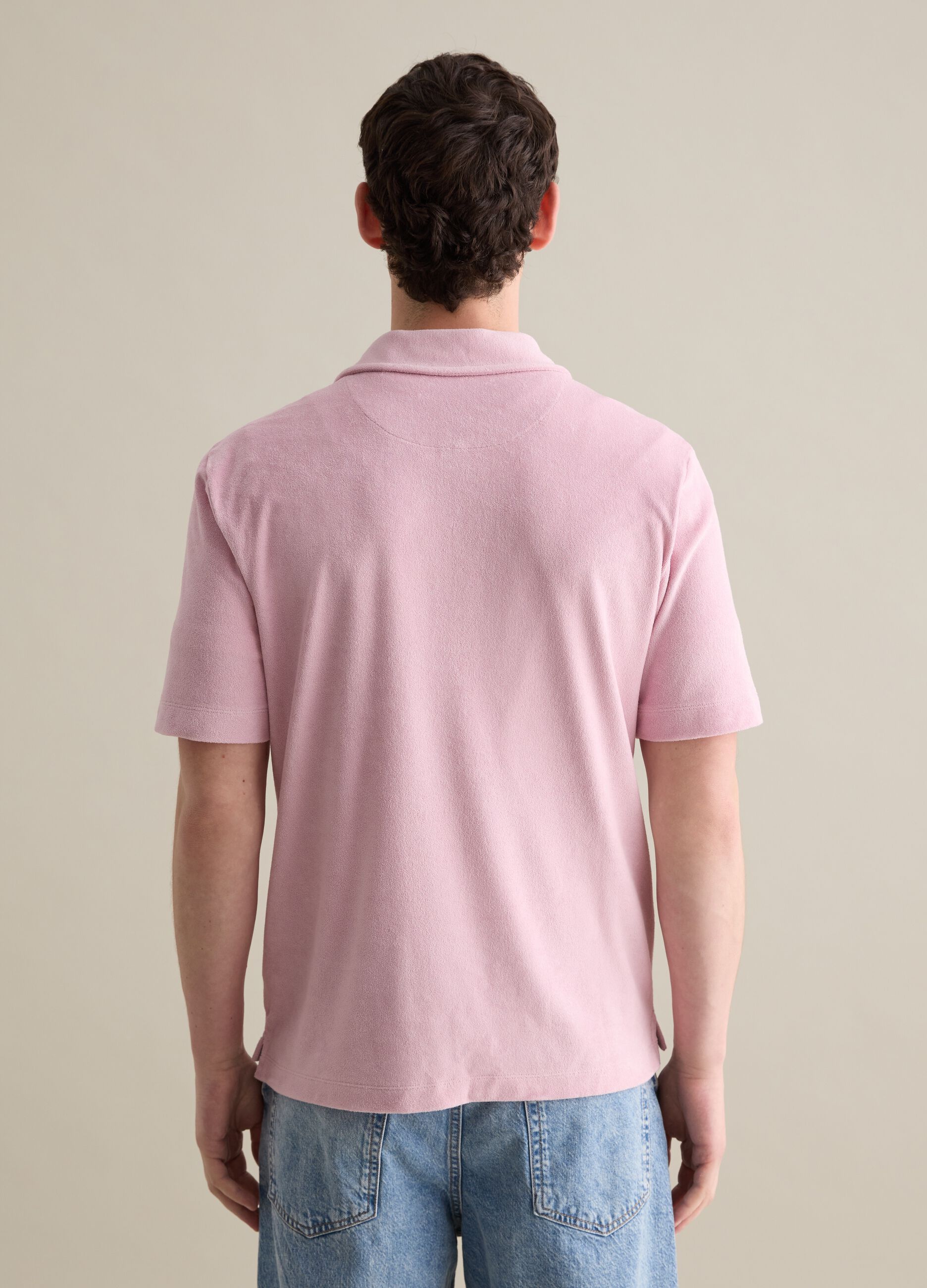 Polo da uomo in misto cotone rosa regular fit