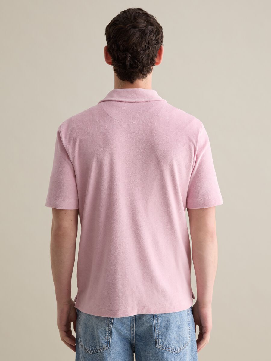 Short Sleeve Polo in Pink Cotton Blend_3