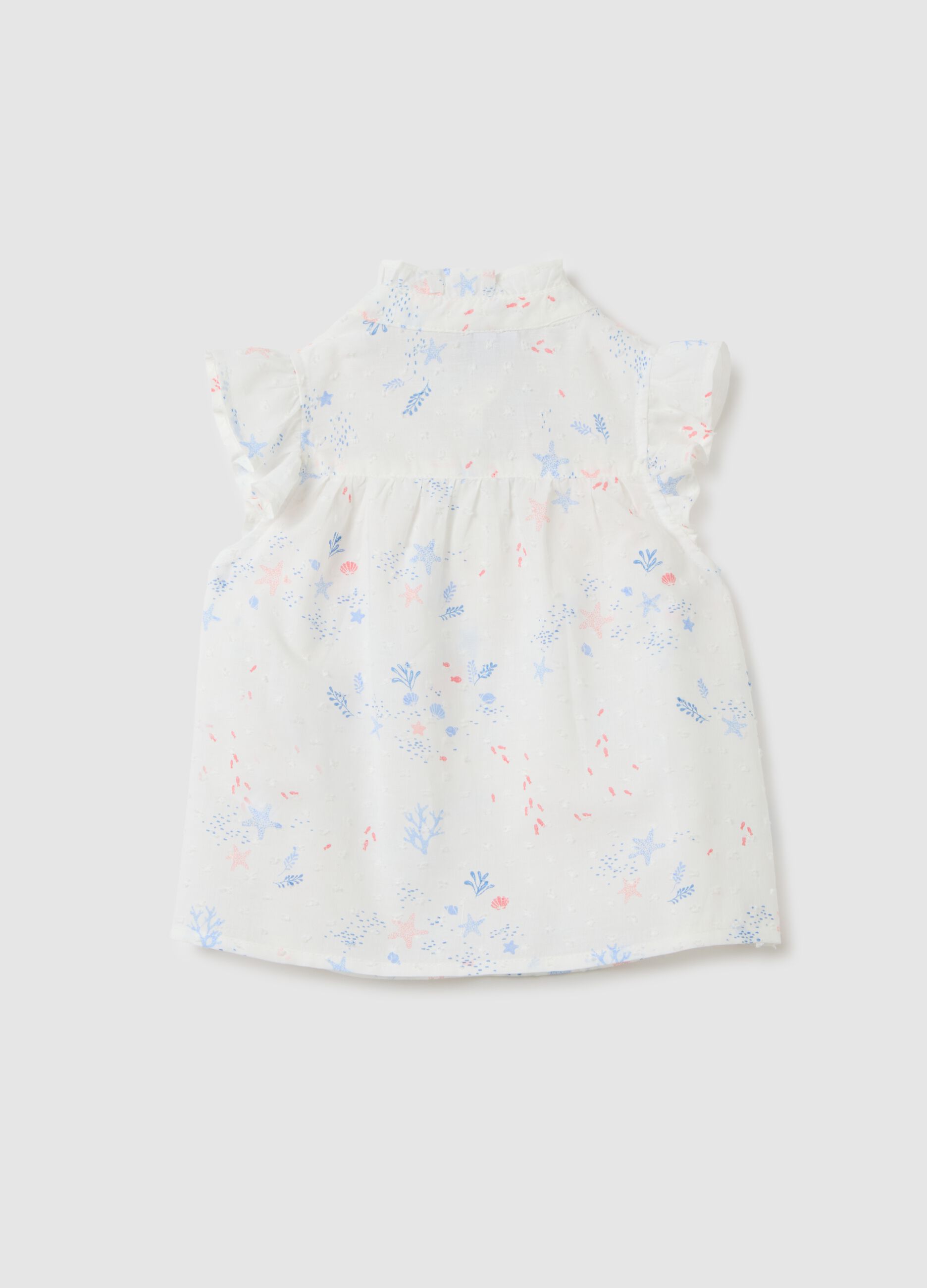 Multicolour cotton girls blouse with floral print and regular fit