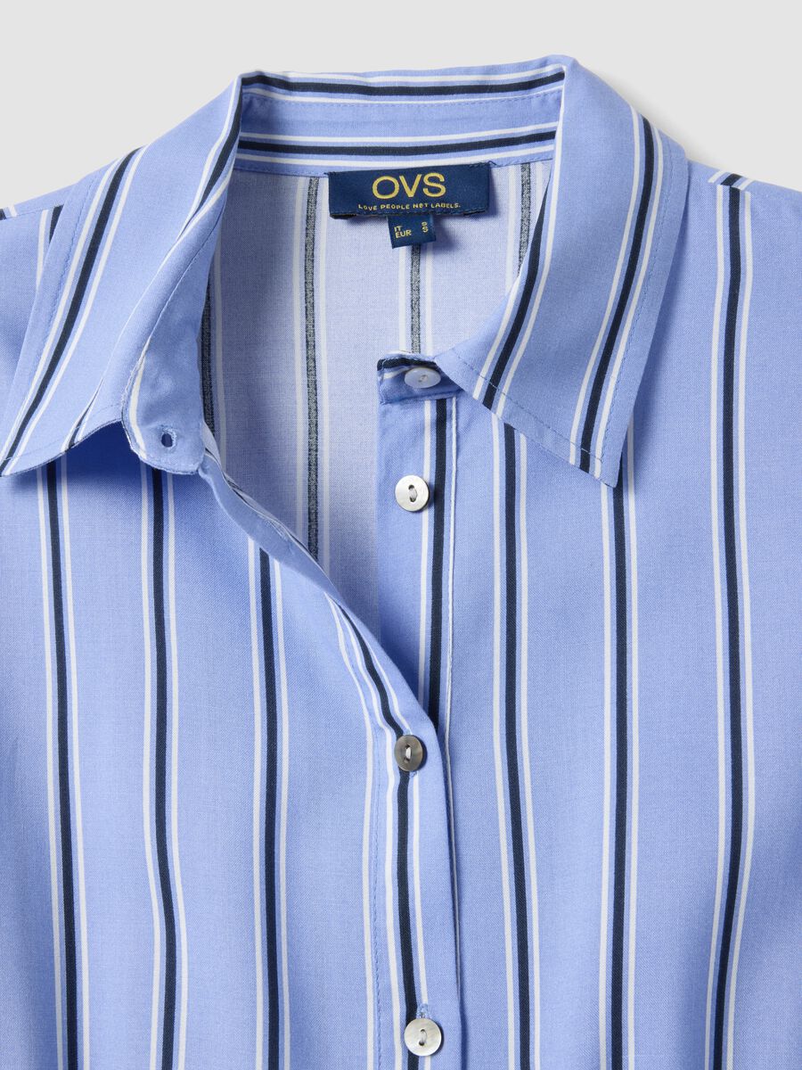 Pure viscose multicolour striped regular fit dress with belt_5