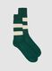 Green stretch cotton-blend tennis socks with stripes_0
