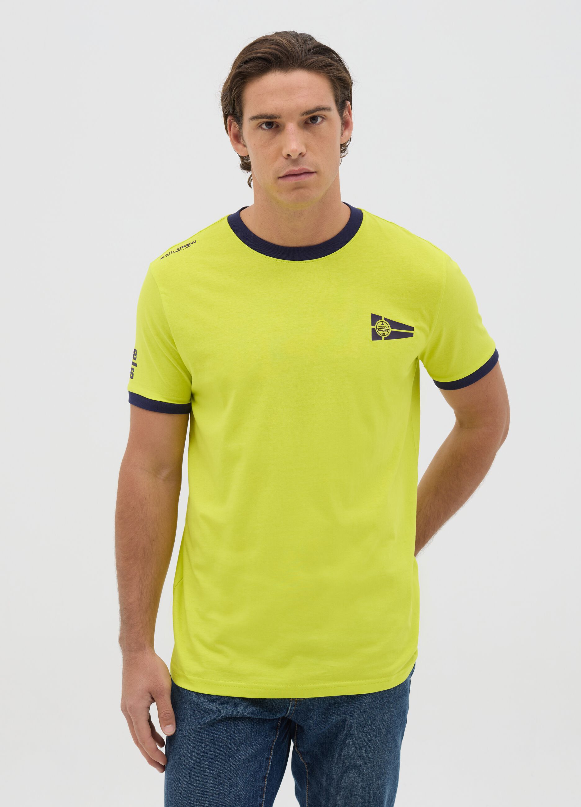 Yellow T-shirt with contrasting details