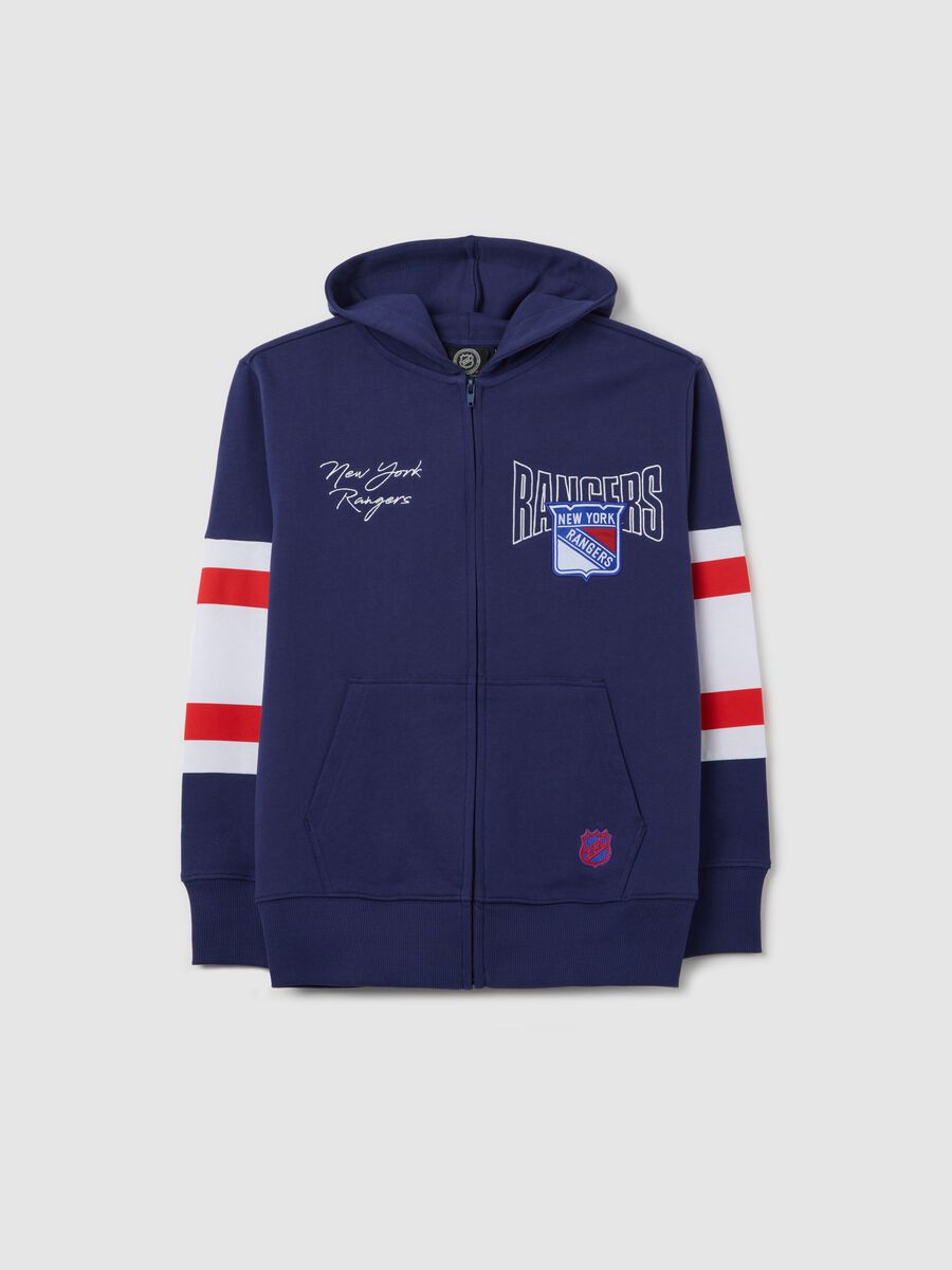 Blue and red New York Rangers full-zip sweatshirt with hood_3