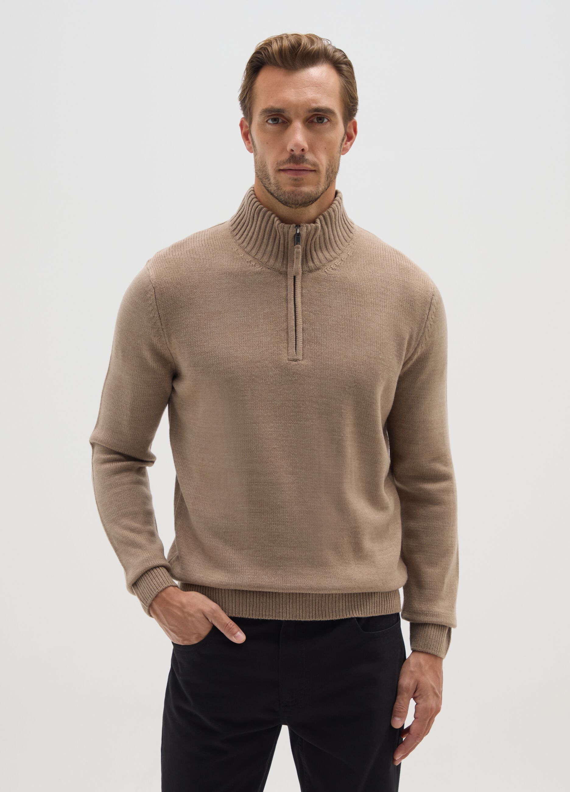 Beige regular fit sweater