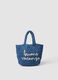 Blue beach bag in pure woven paper fabric_0