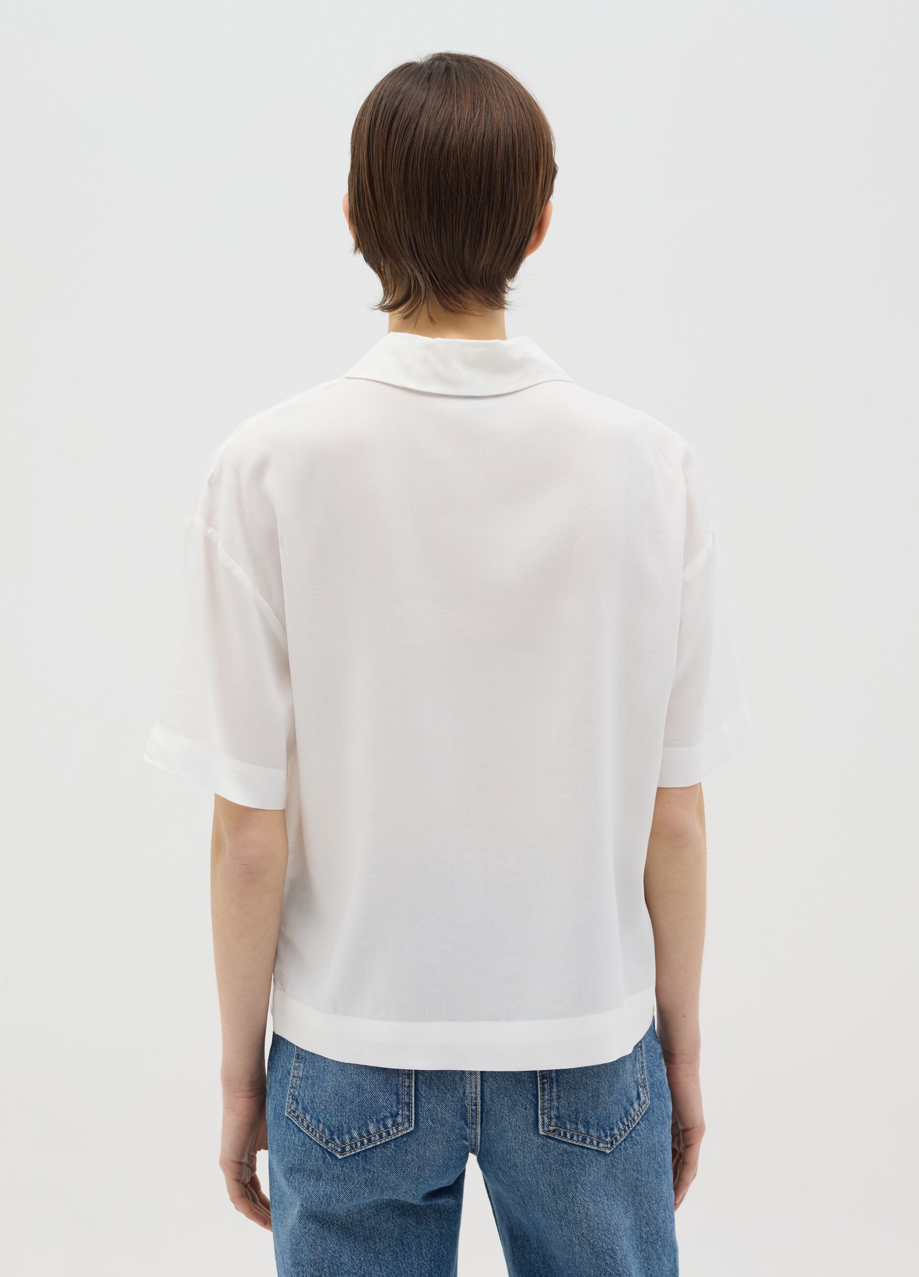 Viscose blouse with polo neck