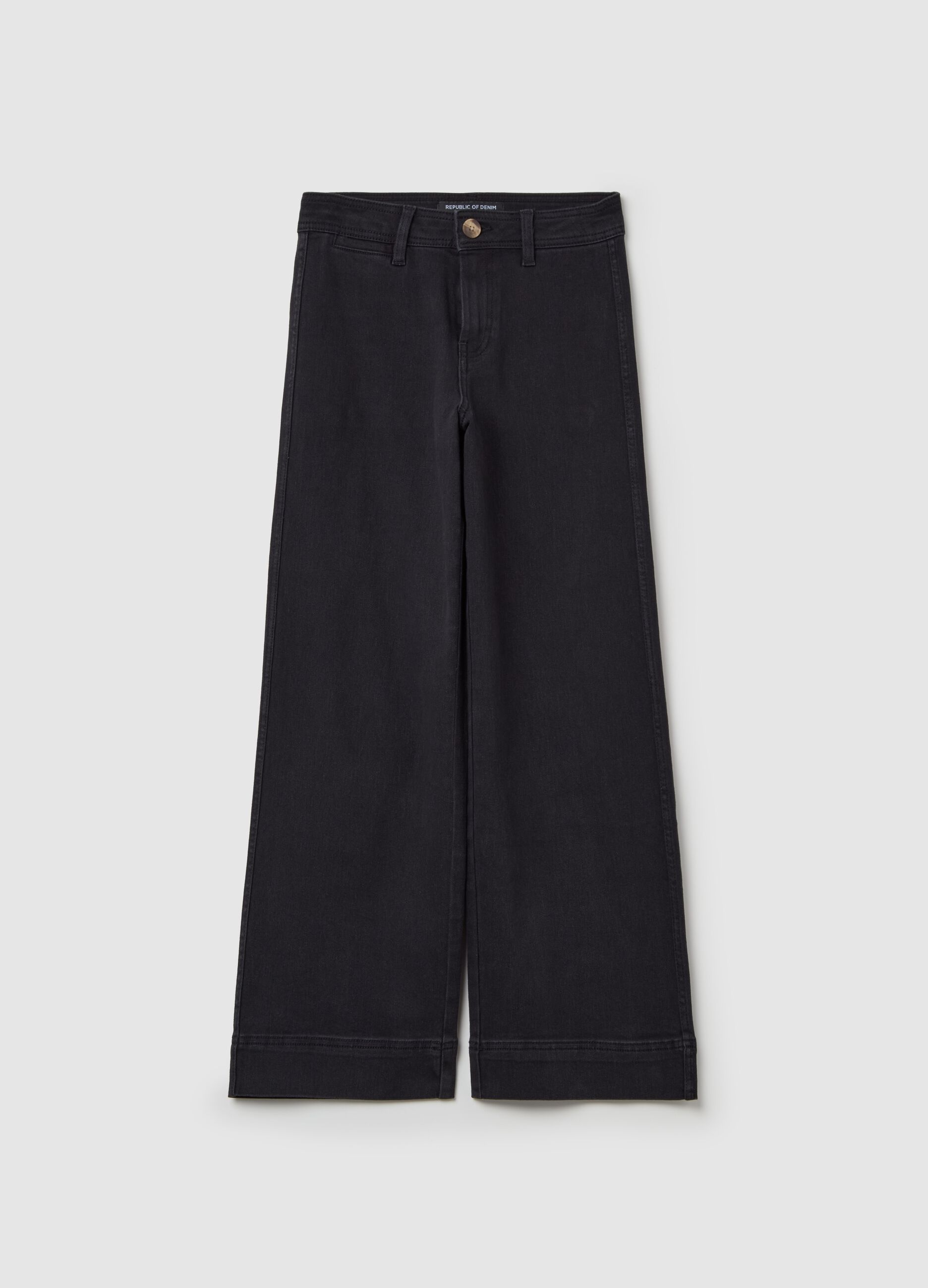 Jeans culotte flare fit a vita alta