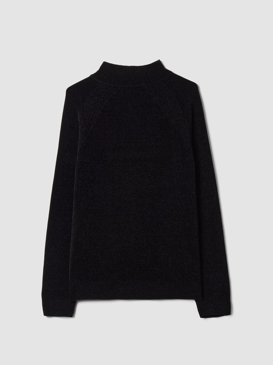Cardigan nero full zip con colletto regular fit_6