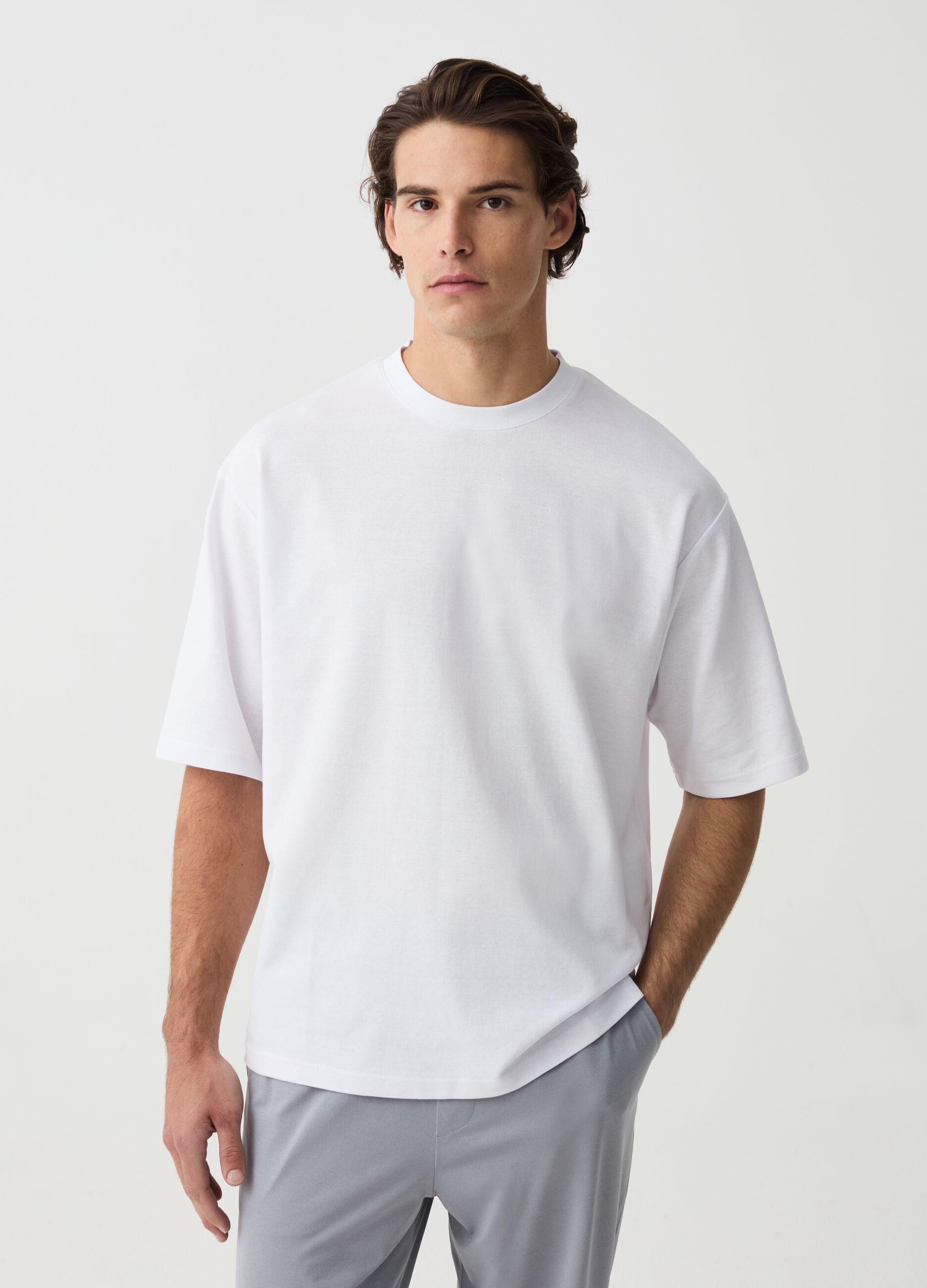 Boxy-fit T-shirt with round neck