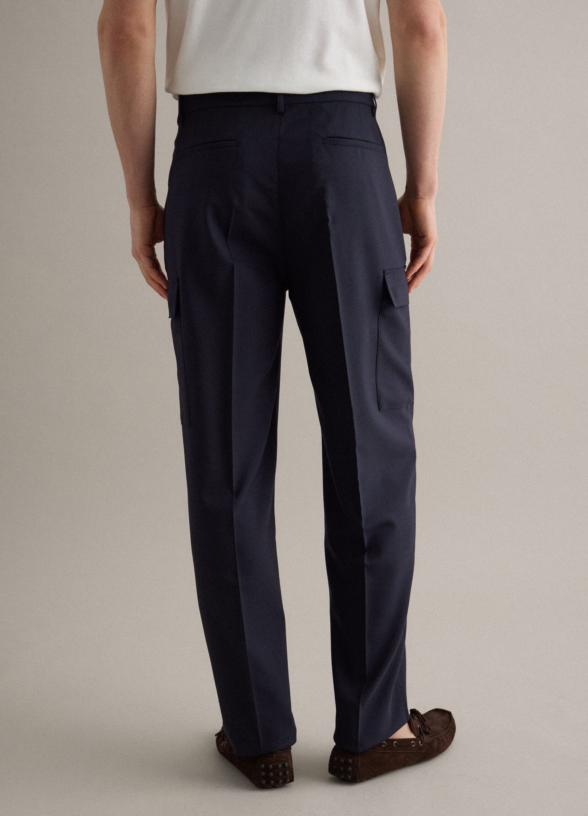 Stylish Blue Regular Fit Cargo Trousers