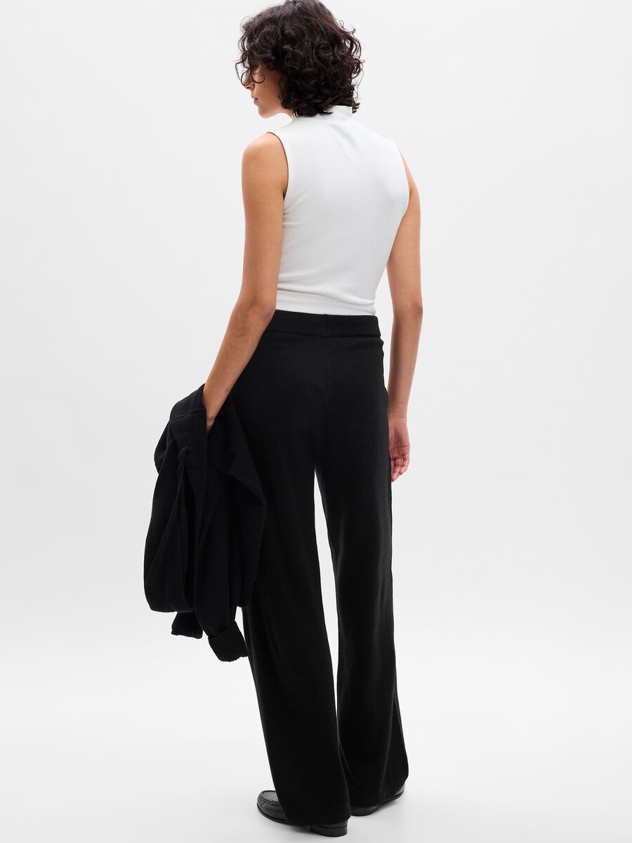Joggers wide leg in maglia con coulisse_1