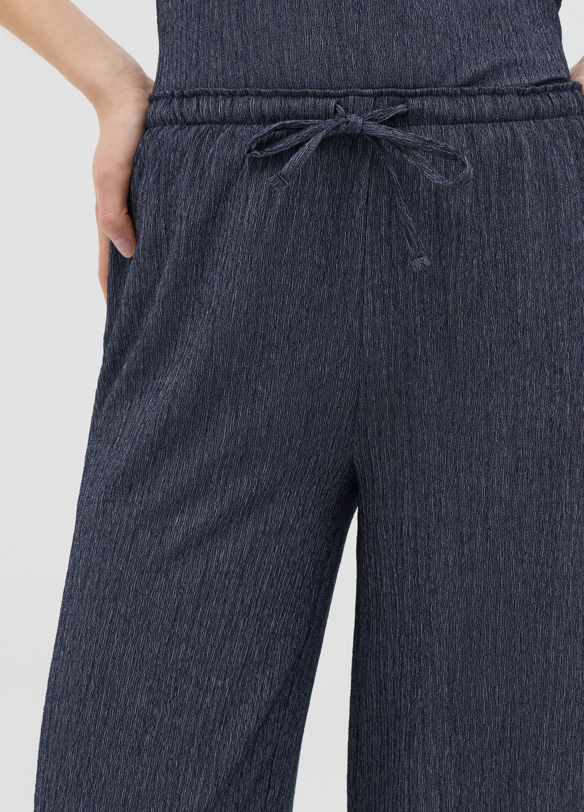 Wide blue trousers in stretch jersey