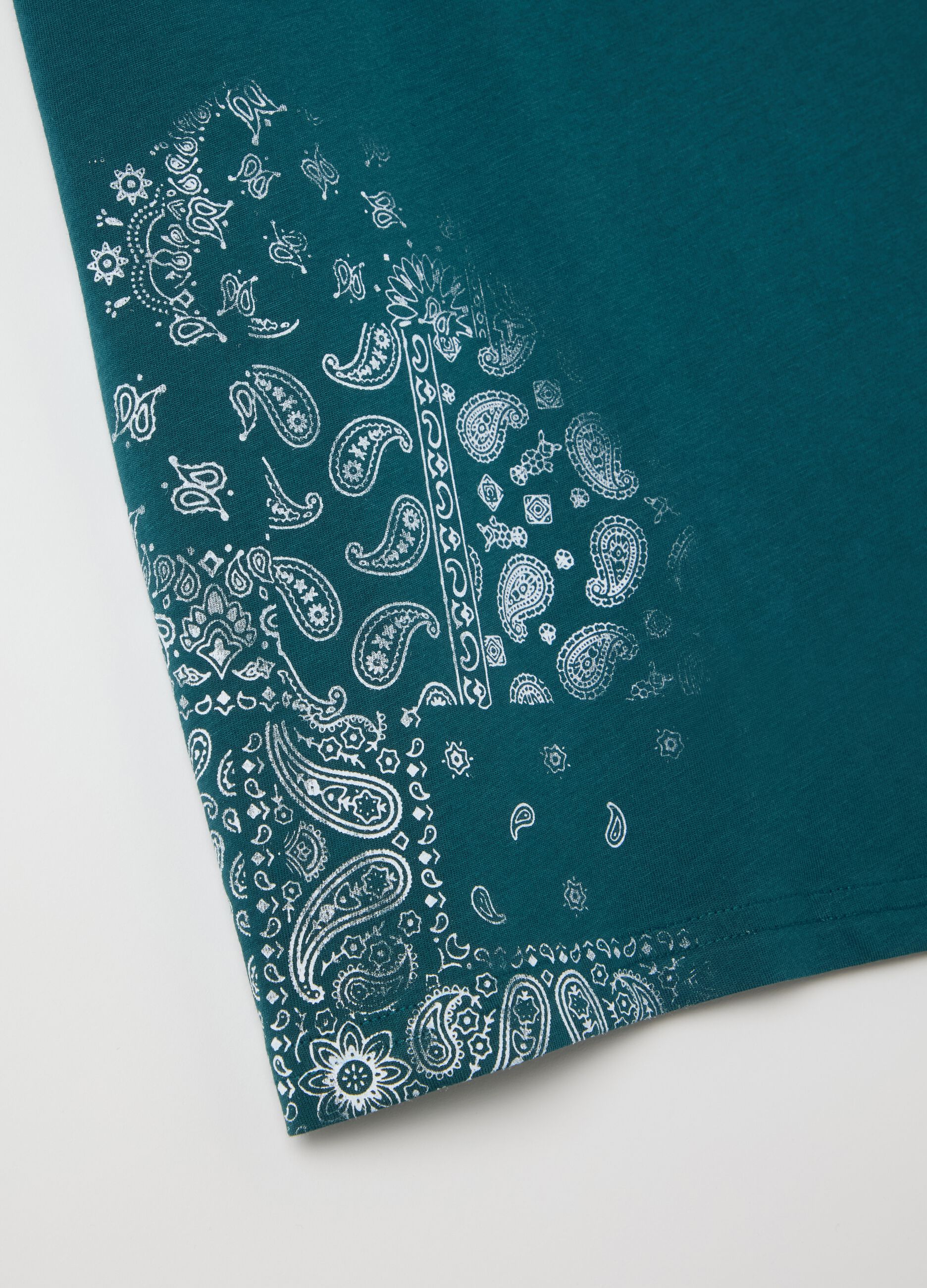 T-shirt verde in cotone con scollo rotondo RE-UP