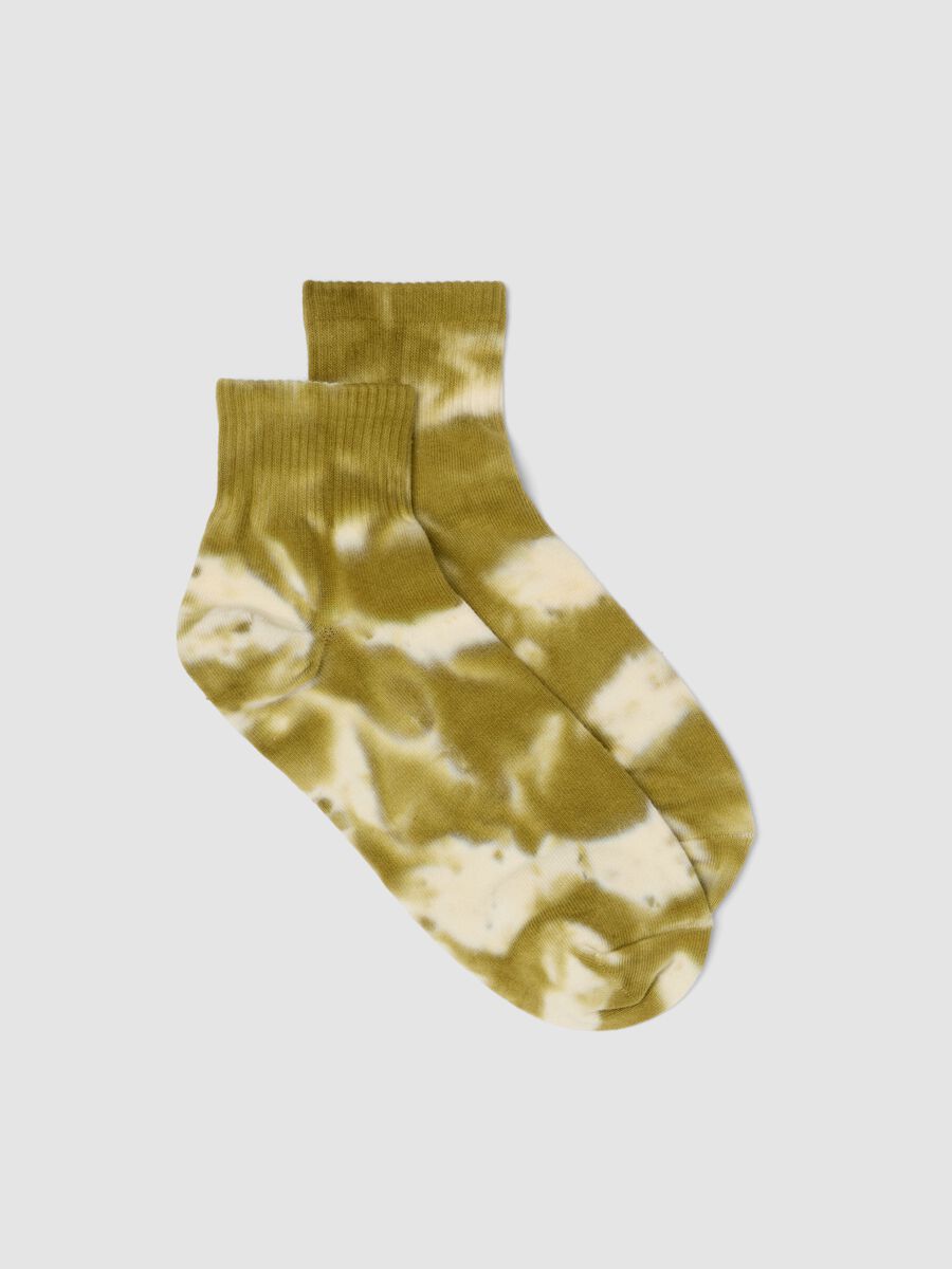 Multicolour Tie-dye Effect Elasticated Cotton Sports Socks_0