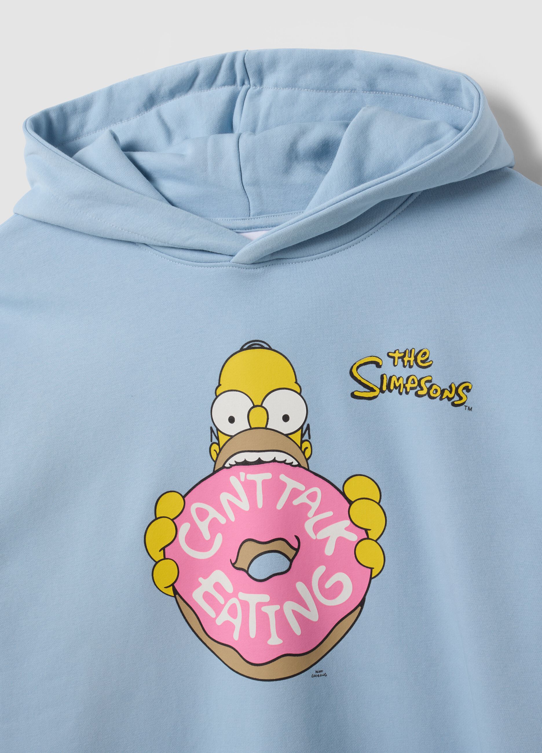 Blue cotton-blend hoodie with Simpsons print