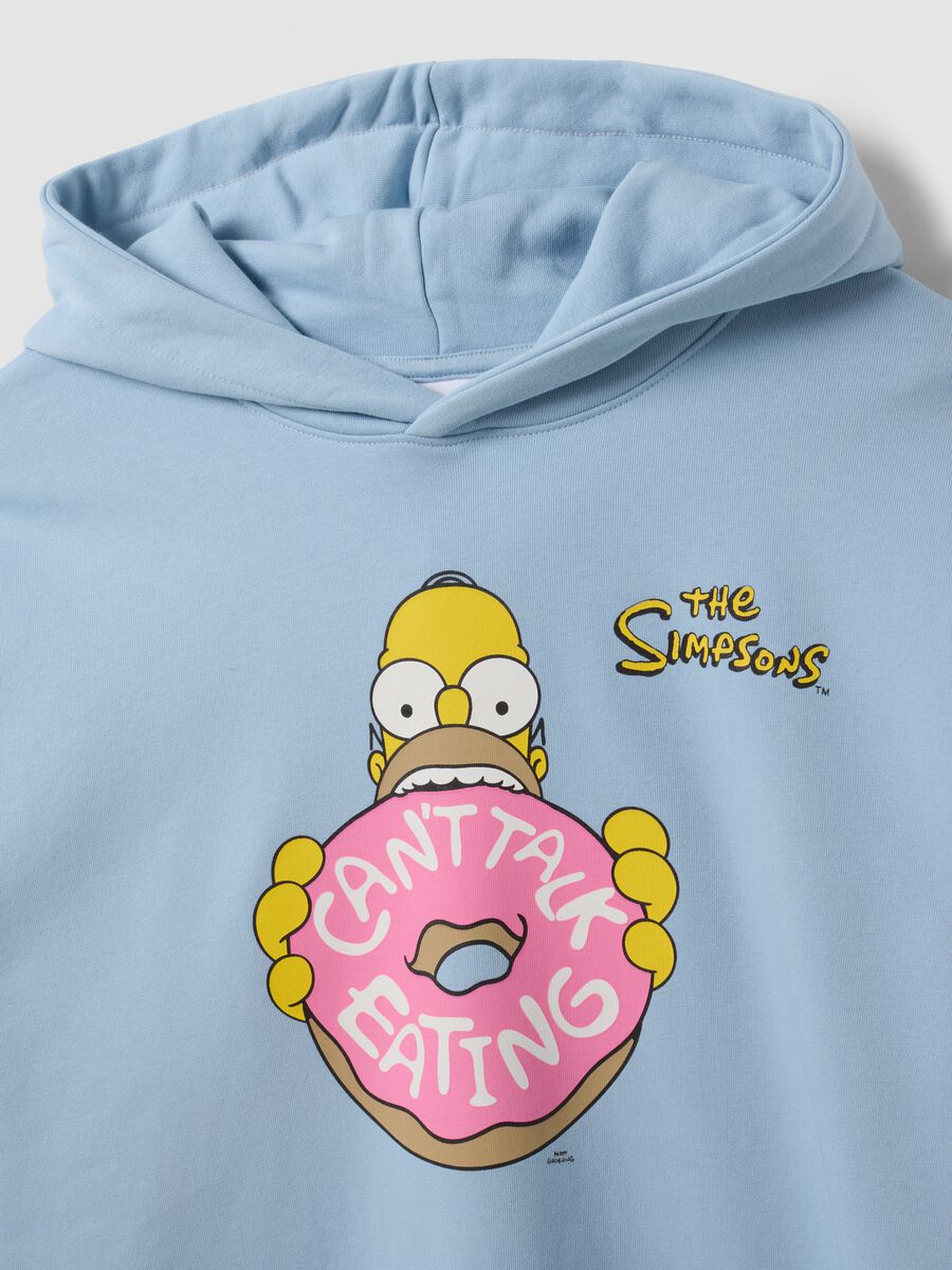 Blue cotton-blend hoodie with Simpsons print_1