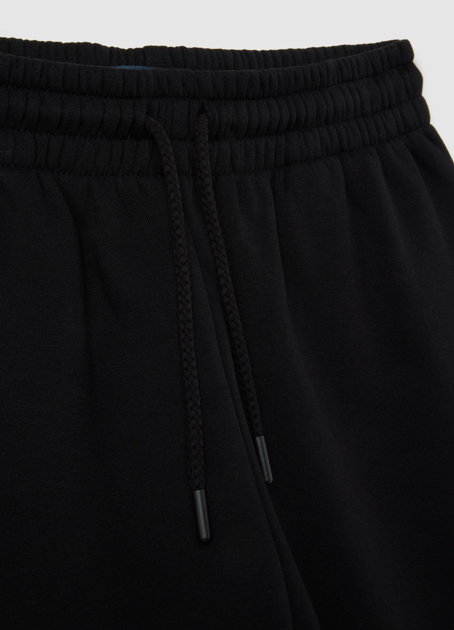 Black cotton blend regular fit trousers