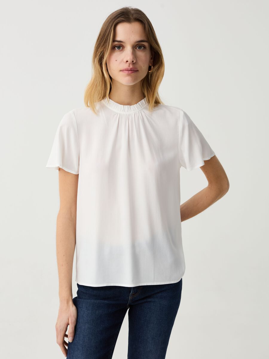 Viscose blouse with pleating_0