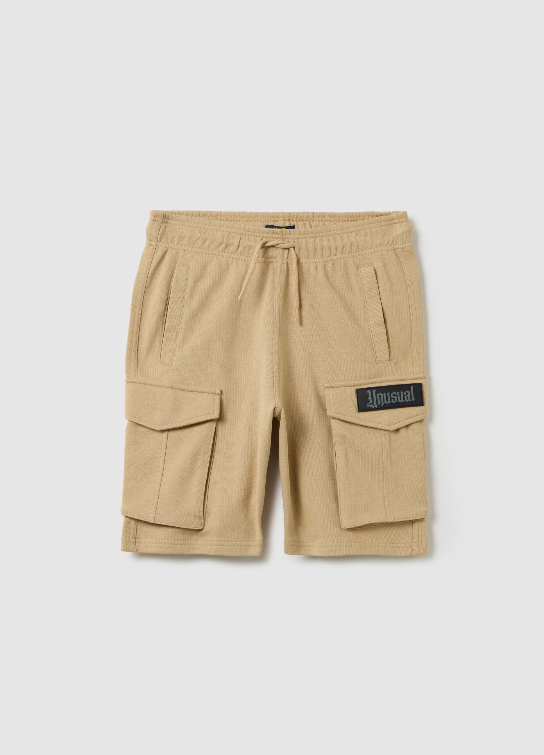 Boys' beige cargo shorts in pure cotton regular fit
