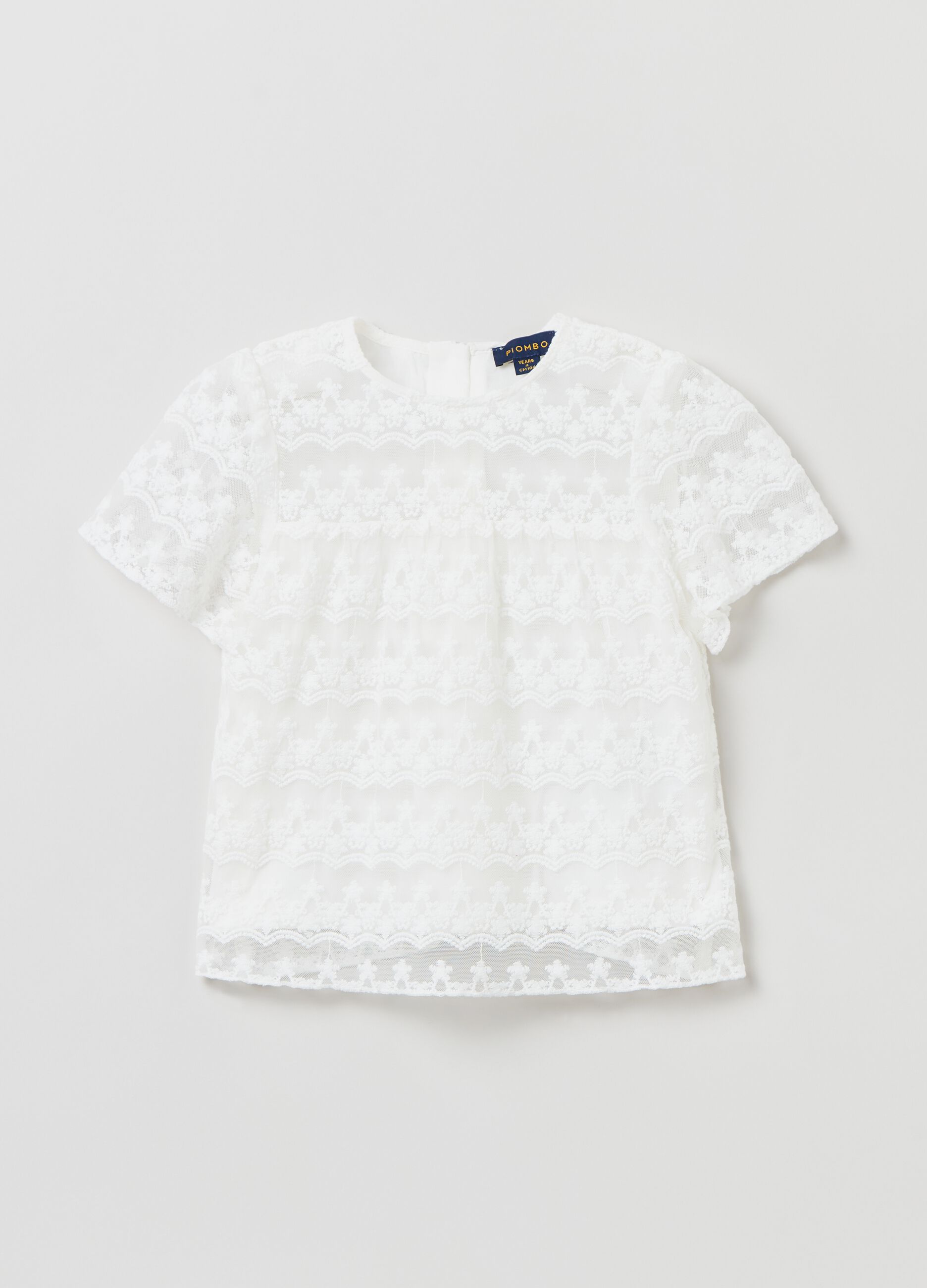Blusa ricamata a maniche corte_0