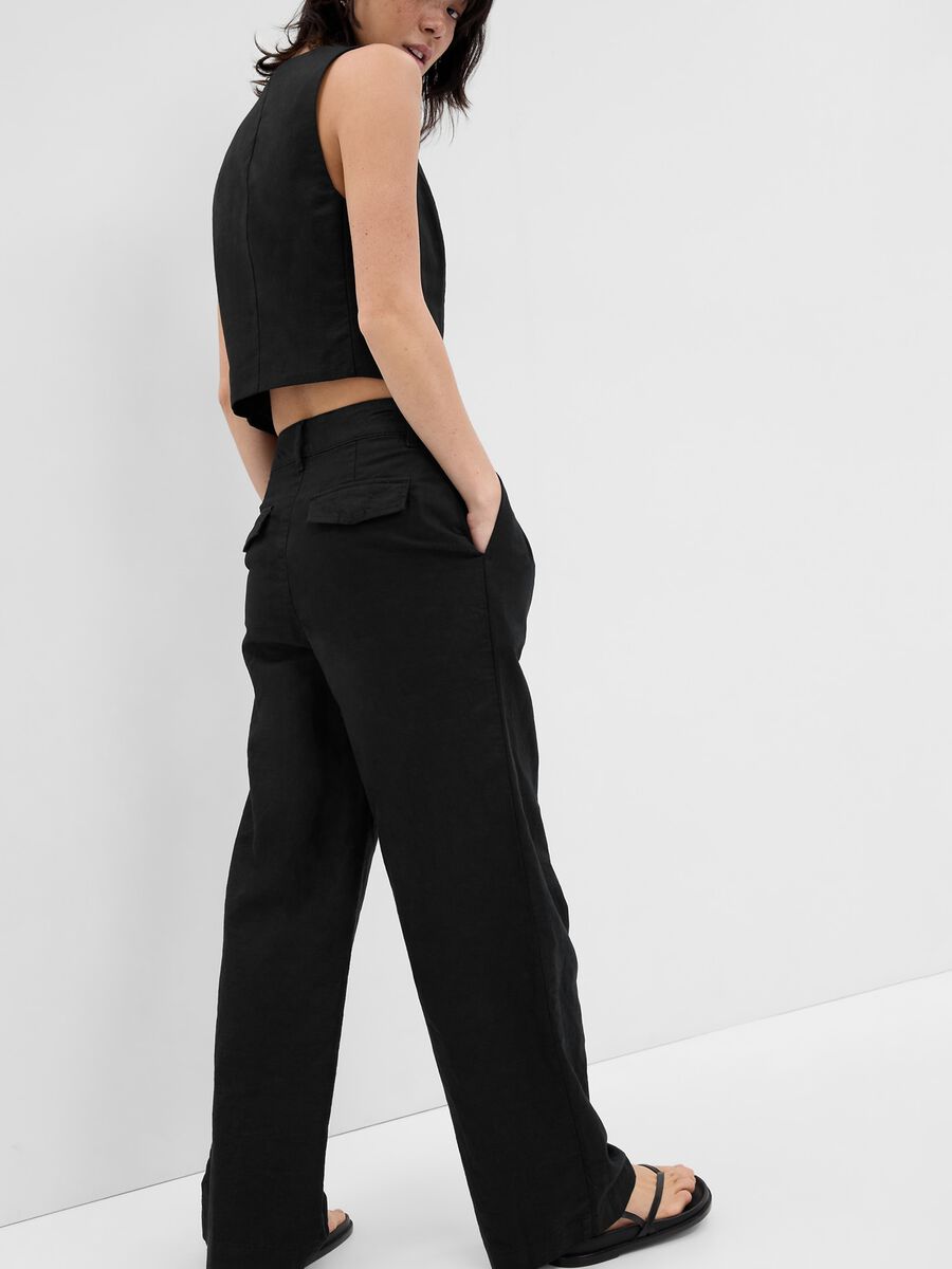 Pantaloni wide leg con pinces_1