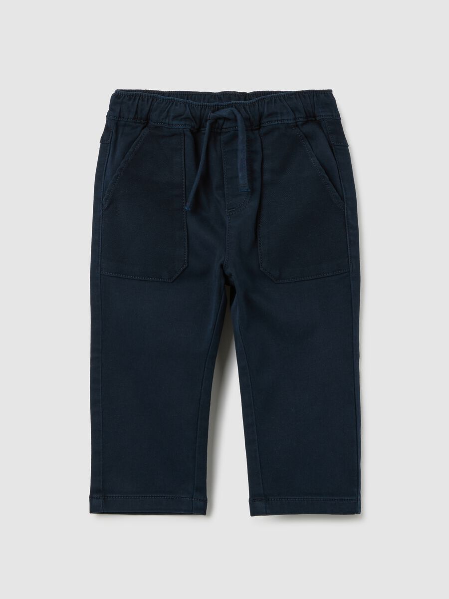 Children's blue cotton trousers regular fit_0
