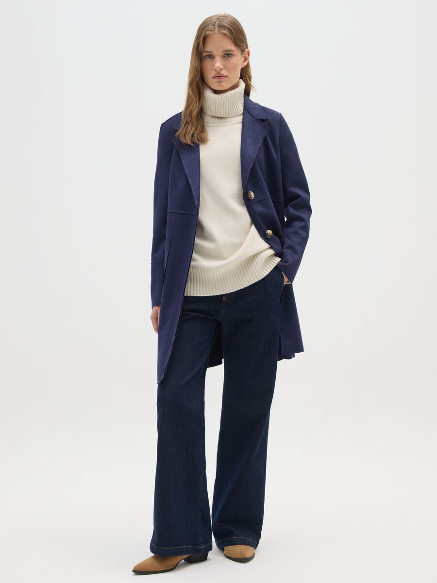 Blue regular fit coat with buttons_1