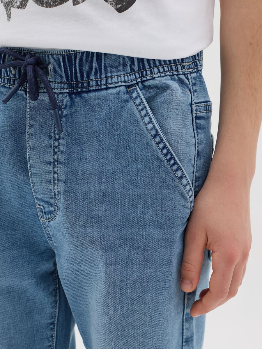 Joggers in denim con coulisse _3