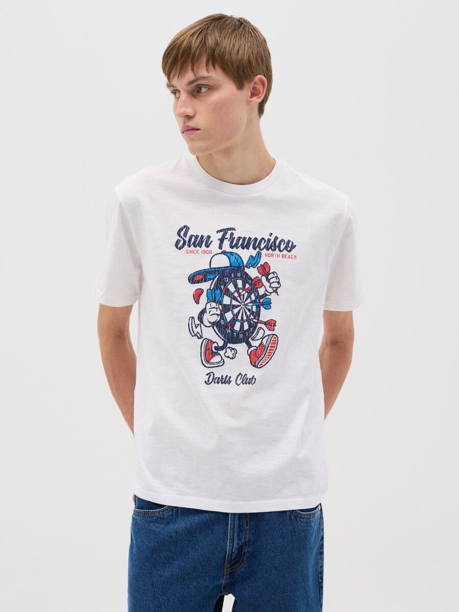 Cotton T-shirt with "San Francisco Darts Club" print_0