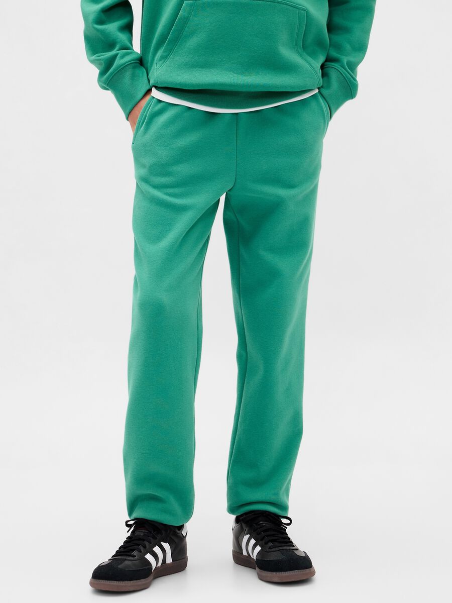 Green cotton blend trousers_1