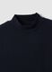 T-shirt blu in puro cotone con collo rialzato strutturato_1