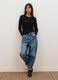 T-shirt nera in tessuto elasticizzato trasparente con fantasia regular fit_1