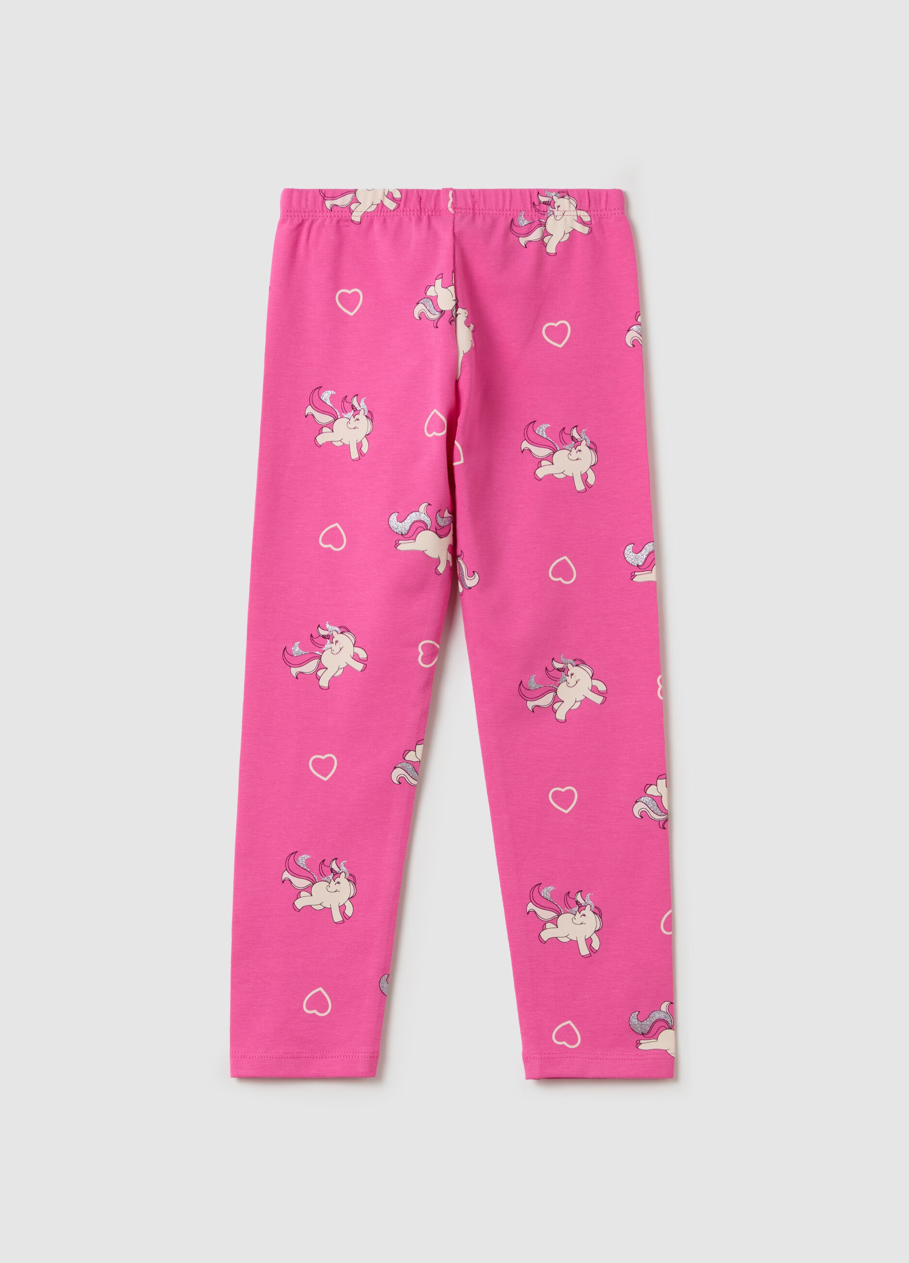 Stretch cotton leggings with glitter print