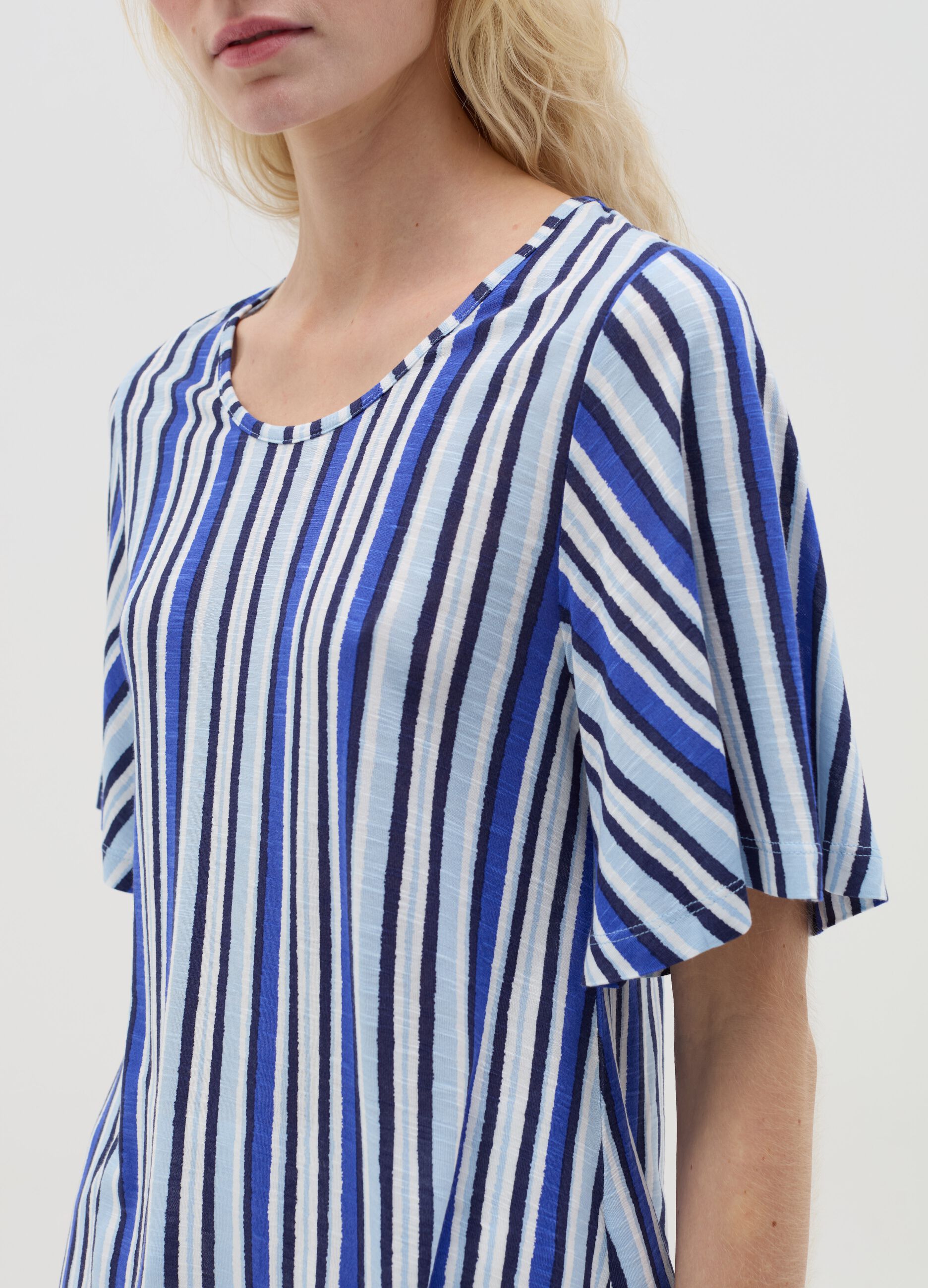 Viscose T-shirt with stripes
