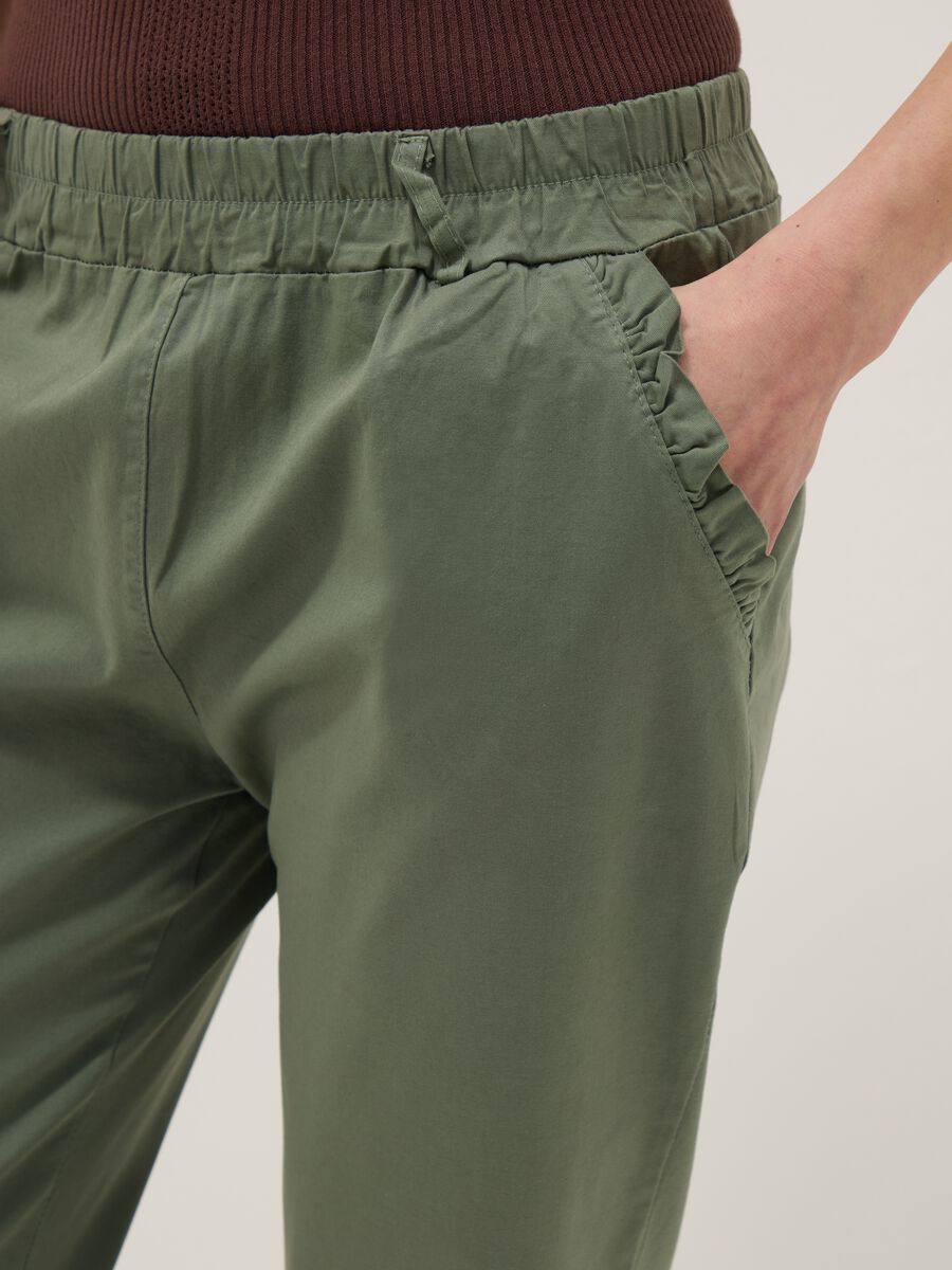 Regular Fit Green Stretch Cotton Trousers_3