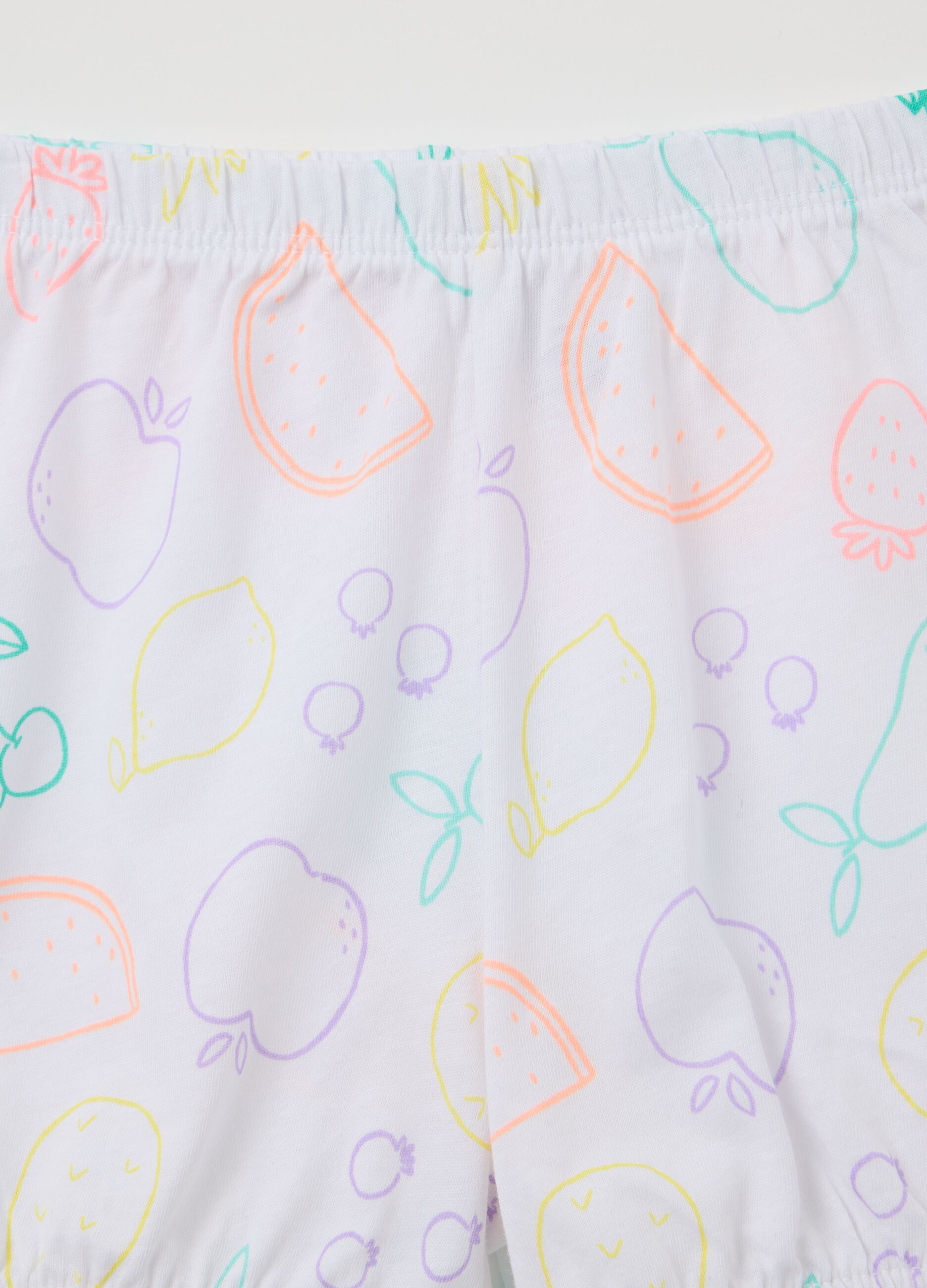 Short children's pyjamas in pure cotton with colourful fruit