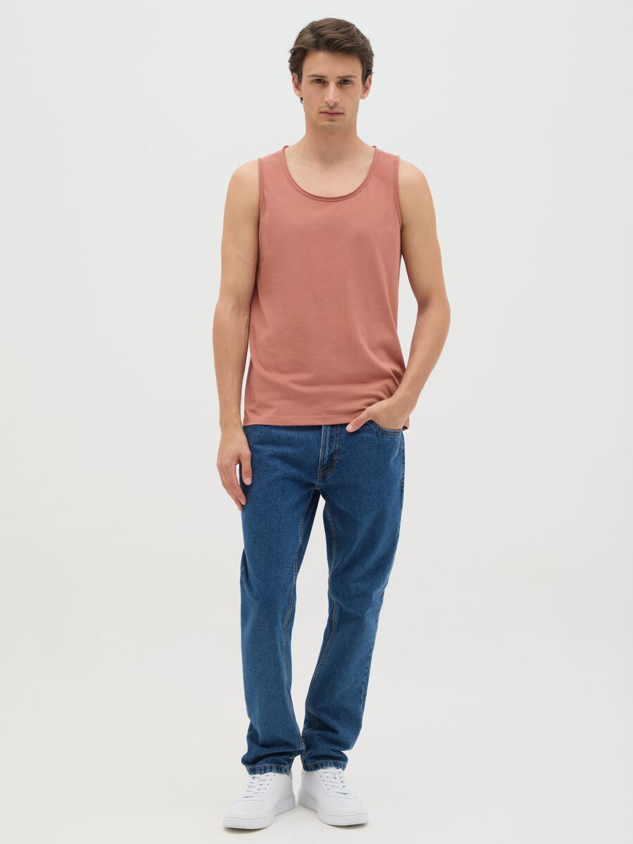 Men's pink pure cotton vest regular fit_1