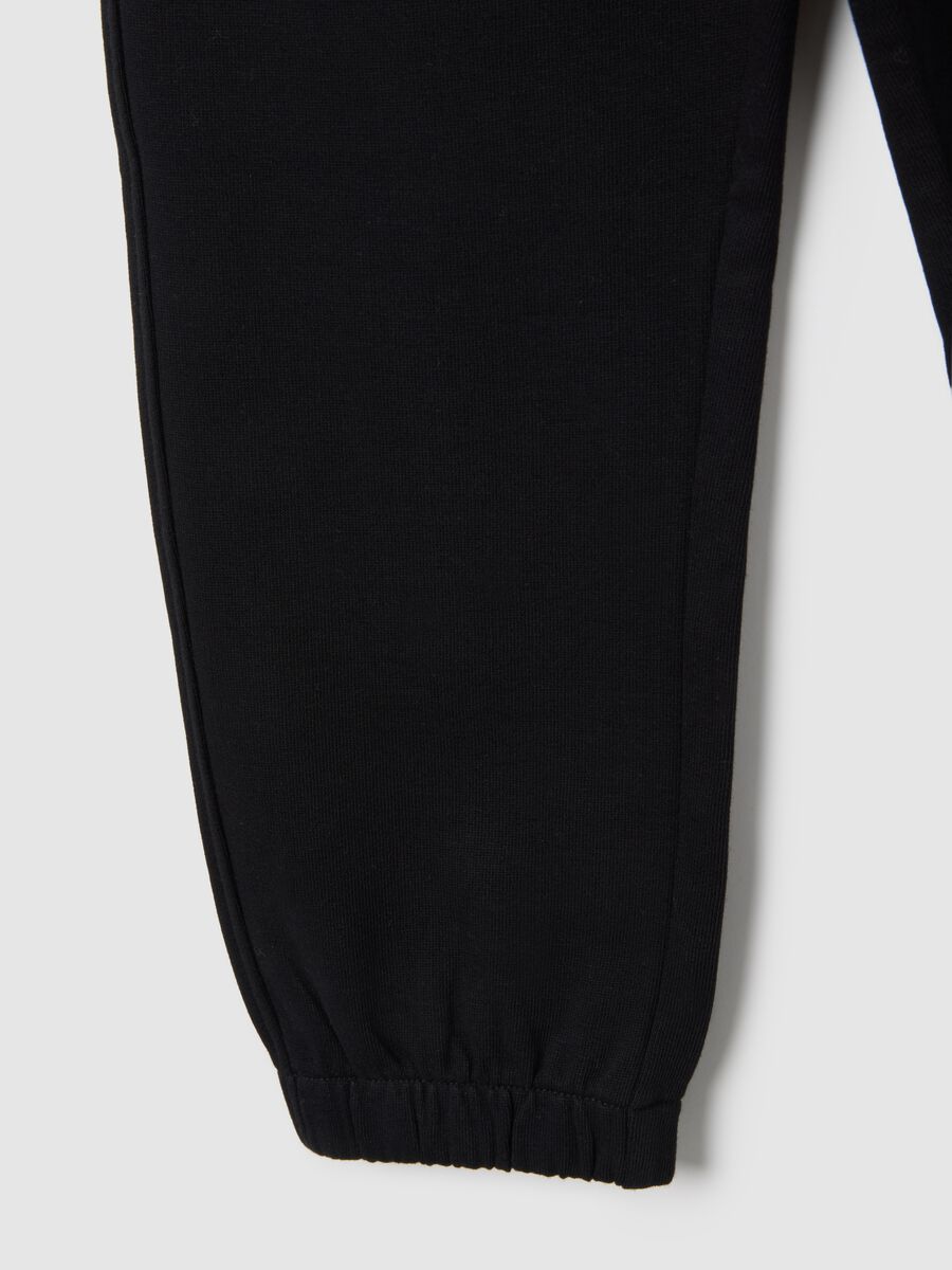 Children's black pure cotton regular fit trousers_3